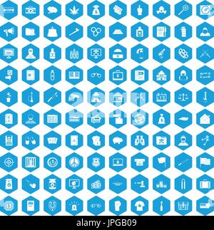 100 Infraction pénale icons set blue Illustration de Vecteur