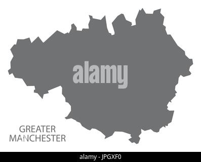 Carte du comté métropolitain du Grand Manchester England UK gris illustration forme silhouette Illustration de Vecteur