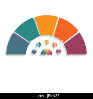 Tableau modèle demi-cercle d'infographies 5 positions Banque D'Images