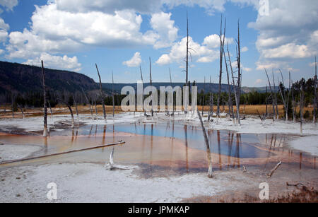 Piscine opalescent Hot Spring dans le sable noir Geyser Basin dans le Parc National de Yellowstone dans le Wyoming USA Banque D'Images