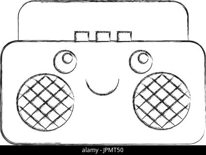 Radio music player personnage kawaii Illustration de Vecteur