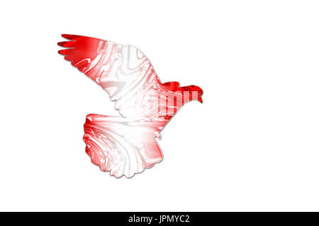 Les couleurs du drapeau canadien sur la silhouette de la palombe Banque D'Images
