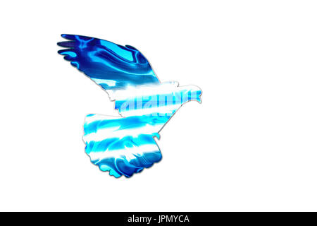 Les couleurs du drapeau grec sur la silhouette de la colombe Banque D'Images