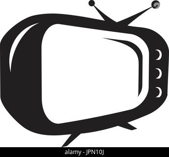 Ancienne icône TV, isolé sur fond blanc. Illustration de Vecteur