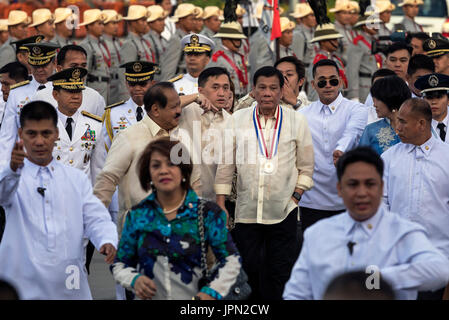 Président de foule Duterte lors d'une cérémonie à Rizal Park, Manille, Philippines Banque D'Images