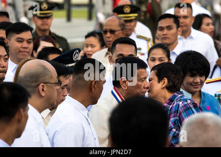 Président de foule Duterte lors d'une cérémonie à Rizal Park, Manille, Philippines Banque D'Images