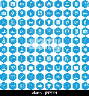 Treatmet 100 medical icons set blue Illustration de Vecteur