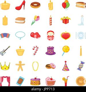 Celebration icons set, cartoon style Illustration de Vecteur