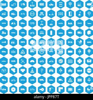 Route 100 blue icons set Illustration de Vecteur