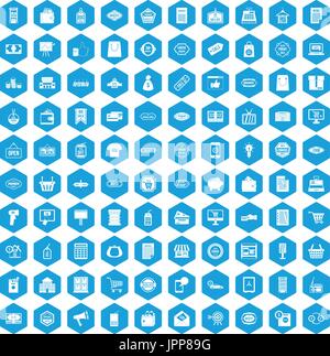 Vente 100 blue icons set Illustration de Vecteur