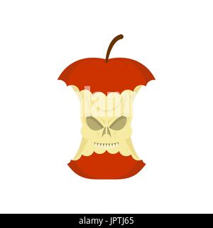 Crâne apple core isolées. la mort reste de fruits sur fond blanc. Garbage Illustration de Vecteur