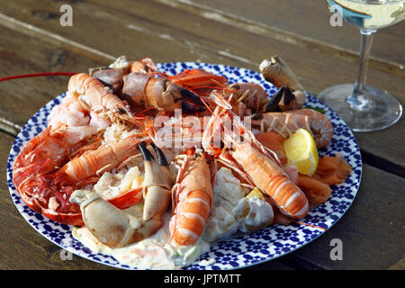 Plateau de fruits de mer, île de Mull, en Ecosse Banque D'Images