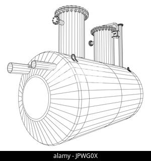 La capacité de l'équipement industriel. Wire-frame. Format EPS10. Le rendu 3D de vecteur Illustration de Vecteur