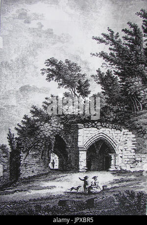 1785 gravure d'une partie de l'abbaye de roche près de Rotherham, South Yorkshire, Angleterre Banque D'Images
