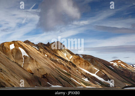 Les montagnes de rhyolite, camping près de la Réserve Naturelle de Fjallabak, Landmannalaugar, Islande Banque D'Images