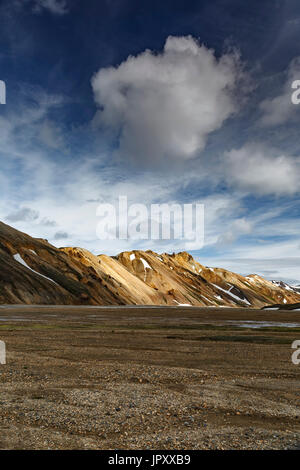 Les montagnes de rhyolite, camping près de la Réserve Naturelle de Fjallabak, Landmannalaugar, Islande Banque D'Images