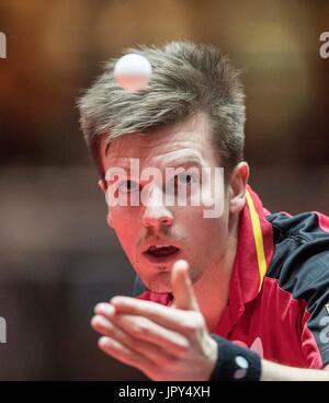 Düsseldorf, Deutschland. 31 mai, 2017. Ricardo WALTHER (GER), l'Aktion Einzel Herren, hommes seul, 1.Runde (meilleur128), am 31.05.2017 Weltmeisterschaften 2017 Tischtennis à Duesseldorf/ Deutschland vom 29.05. - 05.06.2017 | Verwendung weltweit Credit : dpa/Alamy Live News Banque D'Images