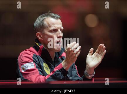 Düsseldorf, Deutschland. 31 mai, 2017. Formateur/ Bundestrainer Joerg ROSSKOPF (GER), klatscht, klatschend, Gestik, geste, am 31.05.2017 Weltmeisterschaften 2017 Tischtennis à Duesseldorf/ Deutschland vom 29.05. - 05.06.2017 | Verwendung weltweit Credit : dpa/Alamy Live News Banque D'Images