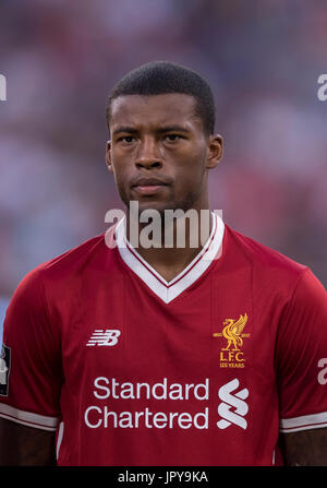 Munich, Allemagne. 2 Août, 2017. Georginio Wijnaldum (Liverpool) Football/soccer : Audi Cup 2017 match final entre Liverpool FC 1(4-5)1 Atletico de Madrid à l'Allianz Arena de Munich, Allemagne . Credit : Maurizio Borsari/AFLO/Alamy Live News Banque D'Images