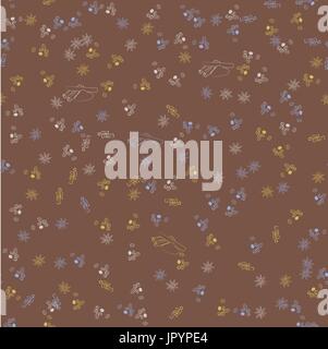 Les grains de café à la main vector seamless background. Les sucreries, café-beansa, vanille et anis étoilé. Illustration de Vecteur