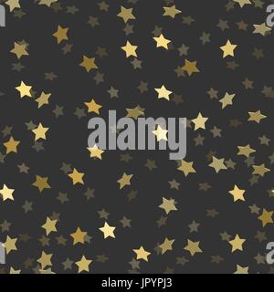 Golden stars sans motif. 3d étoiles sur fond noir. Vector illustration Illustration de Vecteur