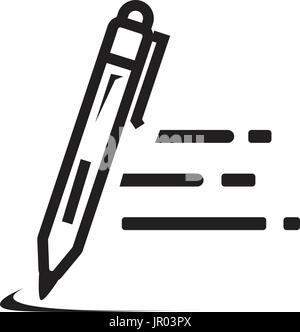 Stylo simple mouvement de vitesse avec l'icône, lignes design, isolé sur fond blanc. Illustration de Vecteur