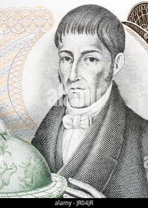 Francisco José de Caldas de portrait argent colombien Banque D'Images