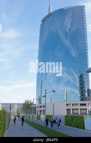 Torre d'Unicredit, conçu par Cesar Pirelli, projet de Porta Nuova, centre d'affaires de Milan Banque D'Images