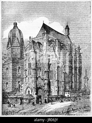 Voir l'ancienne cathédrale d'Aix-od, en Allemagne. Par auteur non identifié, publié le Magasin Pittoresque, 1833. Banque D'Images