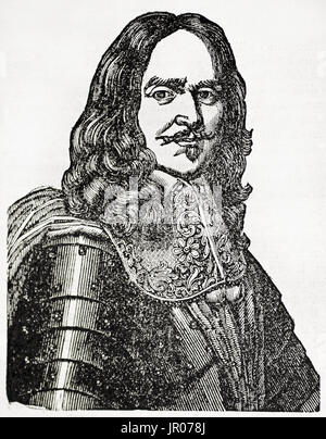 Ancien portrait gravé de Henri de la Tour d'Auvergne, vicomte de Turenne (1611 - 1675). Par auteur non identifié, publié le Magasin Pittoresque, Pari Banque D'Images