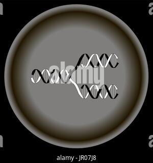 Noir blanc l'icône de l'ADN réplication sur plaque gris. Illustration de Vecteur