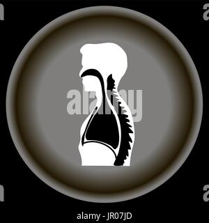 La respiration humaine sur l'icône plaque gris. Illustration de Vecteur