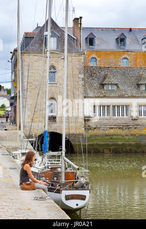 Bretagne - port Le port de commerce, Pont L'Abbe, Finistère, Bretagne France Banque D'Images