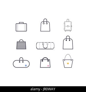 Ensemble de sacs icônes vectorielles simples Illustration de Vecteur