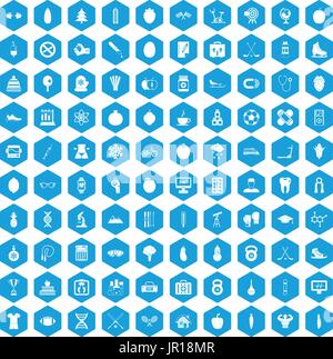 100 personne bien icons set blue Illustration de Vecteur