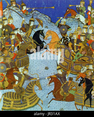 Aussi, le Shahnameh translittérée comme Shahnama (Le Livre des Rois), est un long poème épique écrit par le poète persan Ferdowsi entre 977 et 1010 AD et est l'épopée nationale d'une plus grande l'Iran. Composé d'environ 50 000 couplets, le Shahnameh est le plus long poème épique écrit par un seul poète. Il raconte principalement la mythique et dans une certaine mesure le passé historique de l'Empire perse de la création du monde jusqu'à la conquête islamique de la Perse au viie siècle. L'Iran, l'Azerbaïdjan moderne, l'Afghanistan et de la grande région influencée par la culture persane (tels que la Géorgie, l'Arménie, T Banque D'Images