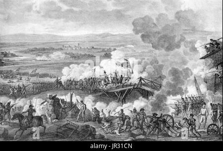 La bataille d'Arcole (15-17 novembre 1796) a été une bataille entre Français et les forces autrichiennes 16 milles au sud-est de Vérone pendant la guerre de la première Coalition, une partie de la Guerres de la Révolution française. La bataille a vu une manœuvre audacieuse par Napoléon Bonaparte : l'armée française d'Italie pour déborder l'armée autrichienne dirigée par József Alvinczi et coupé de sa ligne de retraite. La victoire française a été un grand événement important au cours de la troisième tentative de l'Autriche à lever le siège de Mantoue. Pendant deux jours les Français agressé la vaillamment défendu la position autrichienne à Arcole sans succès. Par leur Banque D'Images