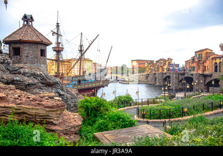 CHIBA, Japon : attraction dans le port méditerranéen situé à Tokyo Disneysea à Urayasu, Chiba, Japon Banque D'Images