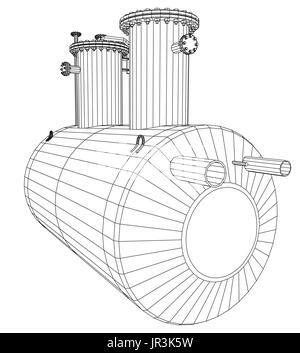 La capacité de l'équipement industriel. Wire-frame. Format EPS10. Le rendu 3D de vecteur Illustration de Vecteur