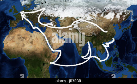Une courroie, d'une carte d'itinéraire routier Banque D'Images