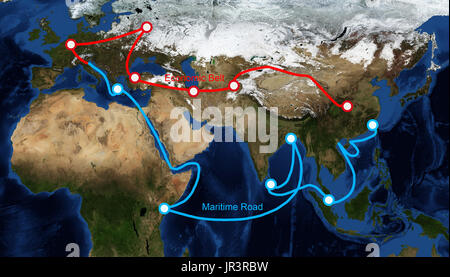 Une courroie, d'une carte d'itinéraire routier Banque D'Images