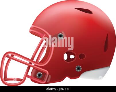 Casque de Football Américain moderne rouge Vue de côté isolé sur un fond blanc. Vector Illustration. Illustration de Vecteur