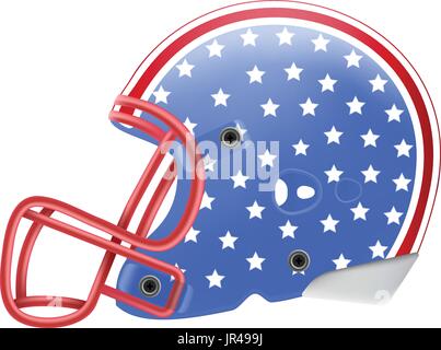 Blue American Football Helmet avec étoile Vue de côté. Drapeau américain isolé sur un fond blanc. Vector Illustration. Illustration de Vecteur