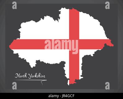 Carte du North Yorkshire England UK avec drapeau anglais illustration Illustration de Vecteur