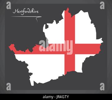 Carte Hertfordshire England UK avec drapeau anglais illustration Illustration de Vecteur