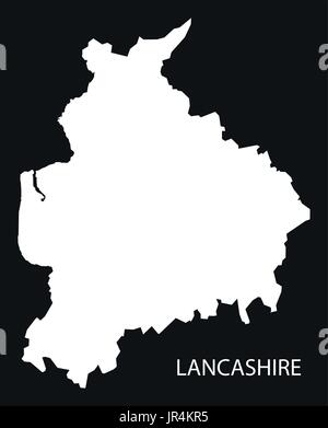 Lancashire England UK map illustration silhouette inversé noir Illustration de Vecteur