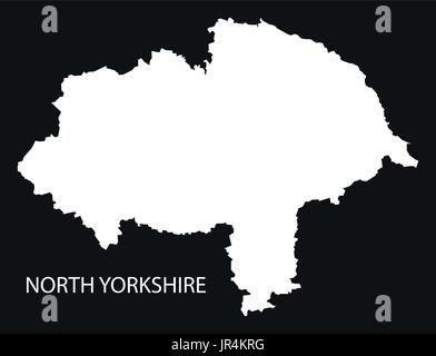 North Yorkshire Angleterre Royaume-uni map illustration silhouette inversé noir Illustration de Vecteur
