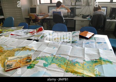 L'Université Bicocca de Milan (Italie), département de Sciences de l'environnement, les laboratoires de la cartographie numérique. Banque D'Images