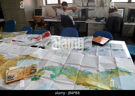 L'Université Bicocca de Milan (Italie), département de Sciences de l'environnement, les laboratoires de la cartographie numérique. Banque D'Images