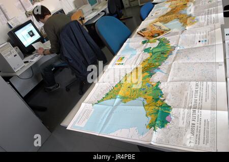 L'Université Bicocca de Milan (Italie), département de Sciences de l'environnement, les laboratoires de la cartographie numérique. Banque D'Images